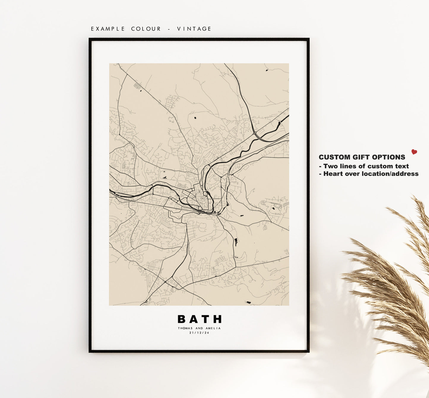 Bath Map Print - Minimalist City Map Poster - Map Wall Art - UK - Bath Print - Bath Poster - Different Colours Available