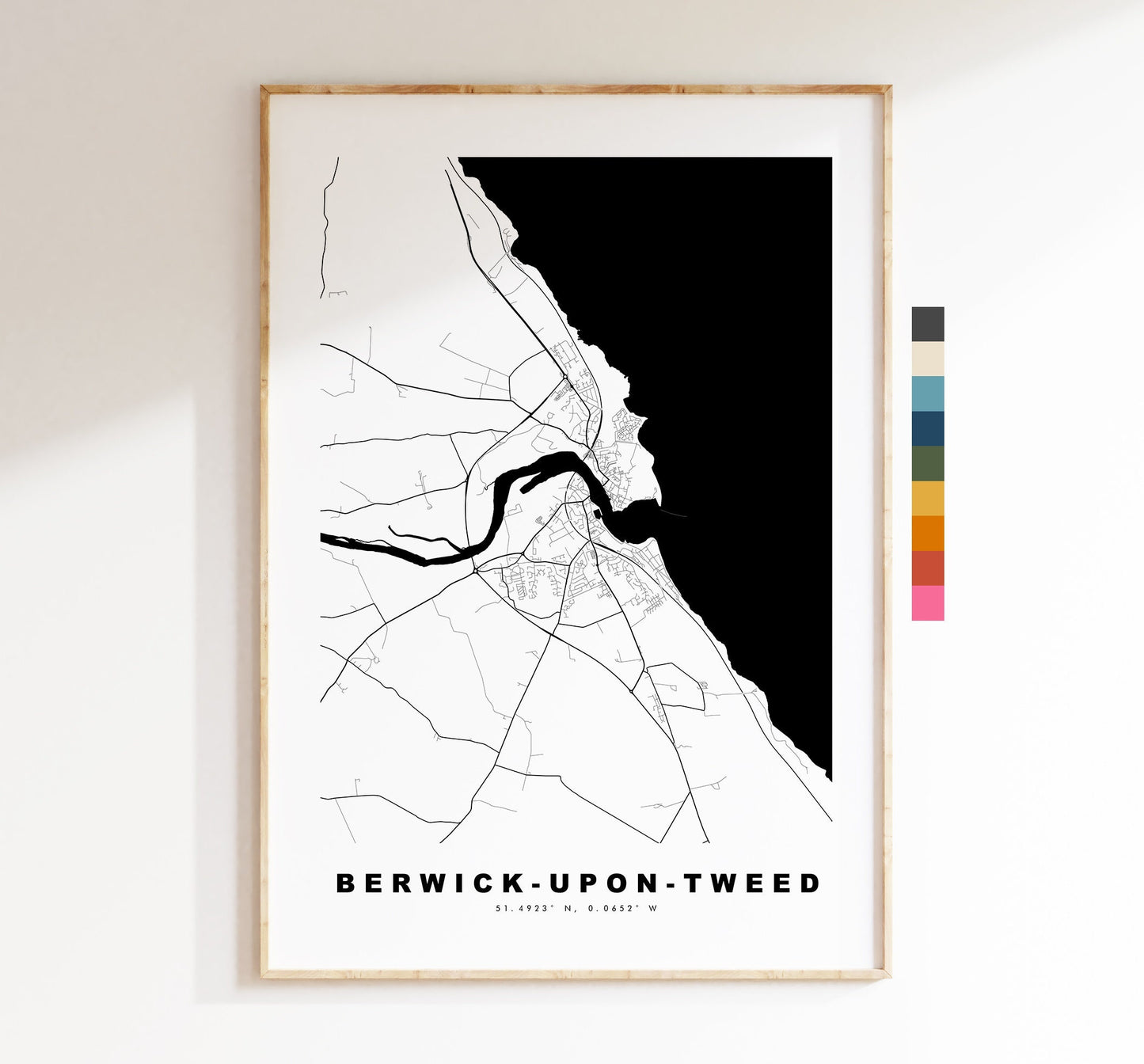 Berwick upon Tweed Map Print - Minimalist City Map Poster - Map Wall Art - UK - Berwick Print - Berwick Poster - Different Colours Available