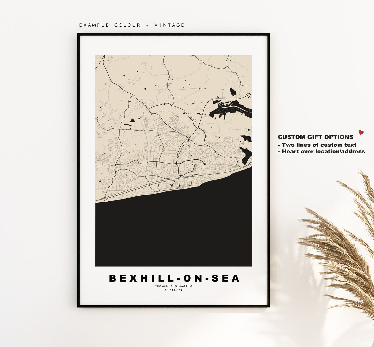 Bexhill Map Print - Minimalist City Map Poster - Map Wall Art - UK - Bexhill On Sea Print - Bexhill Poster - Different Colours Available