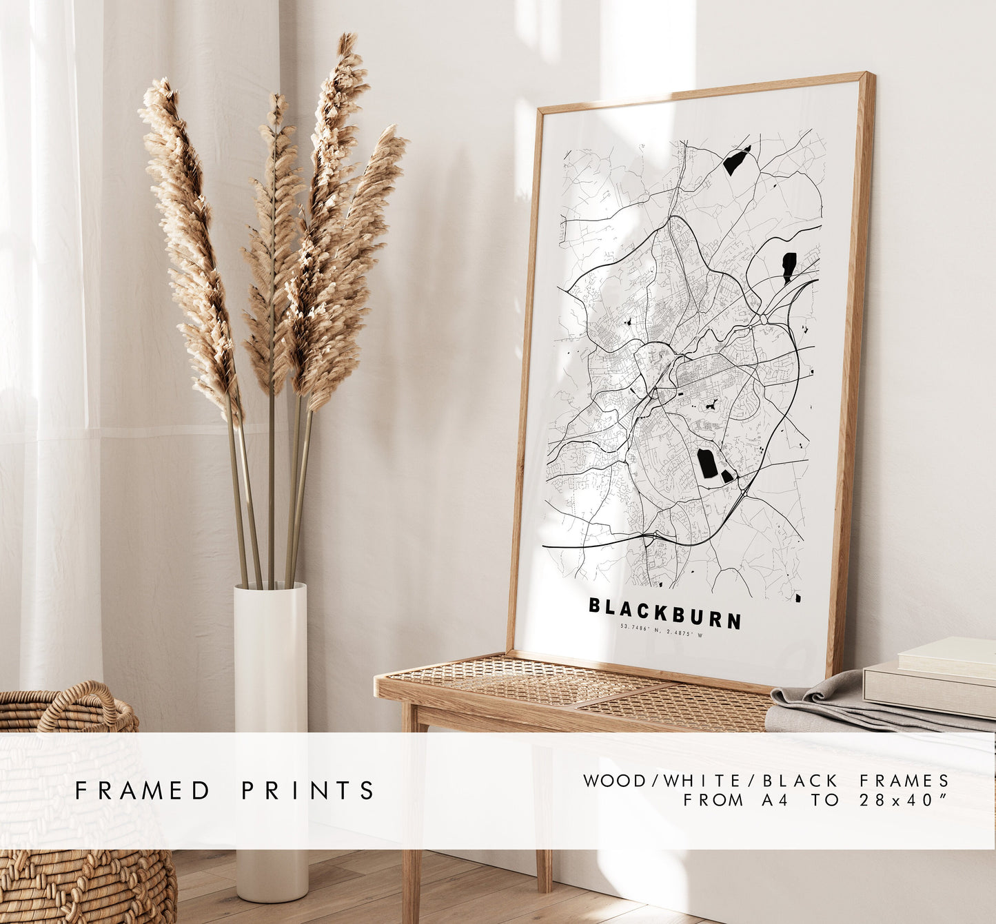 Blackburn Map Print - Minimalist City Map Poster - Map Wall Art - UK - Blackburn Print - Blackburn Poster - Different Colours Available