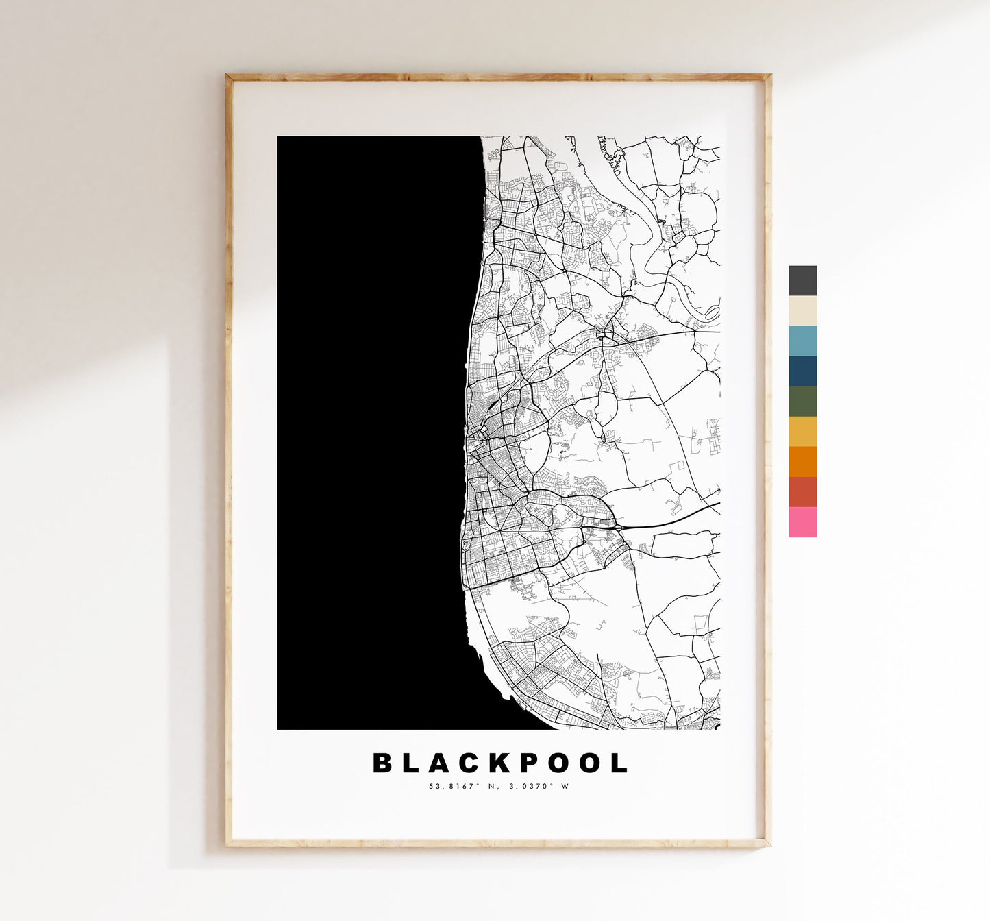 Blackpool Map Print - Minimalist City Map Poster - Map Wall Art - UK - Blackpool Print - Blackpool Poster - Different Colours Available