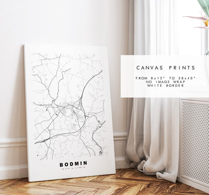 Bodmin Map Print - Minimalist City Map Poster - Map Wall Art - UK - Bodmin Print - Bodmin Poster - Different Colours Available