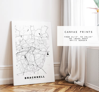 Bracknell Map Print - Minimalist City Map Poster - Map Wall Art - UK - Bracknell Print - Bracknell Poster - Different Colours Available