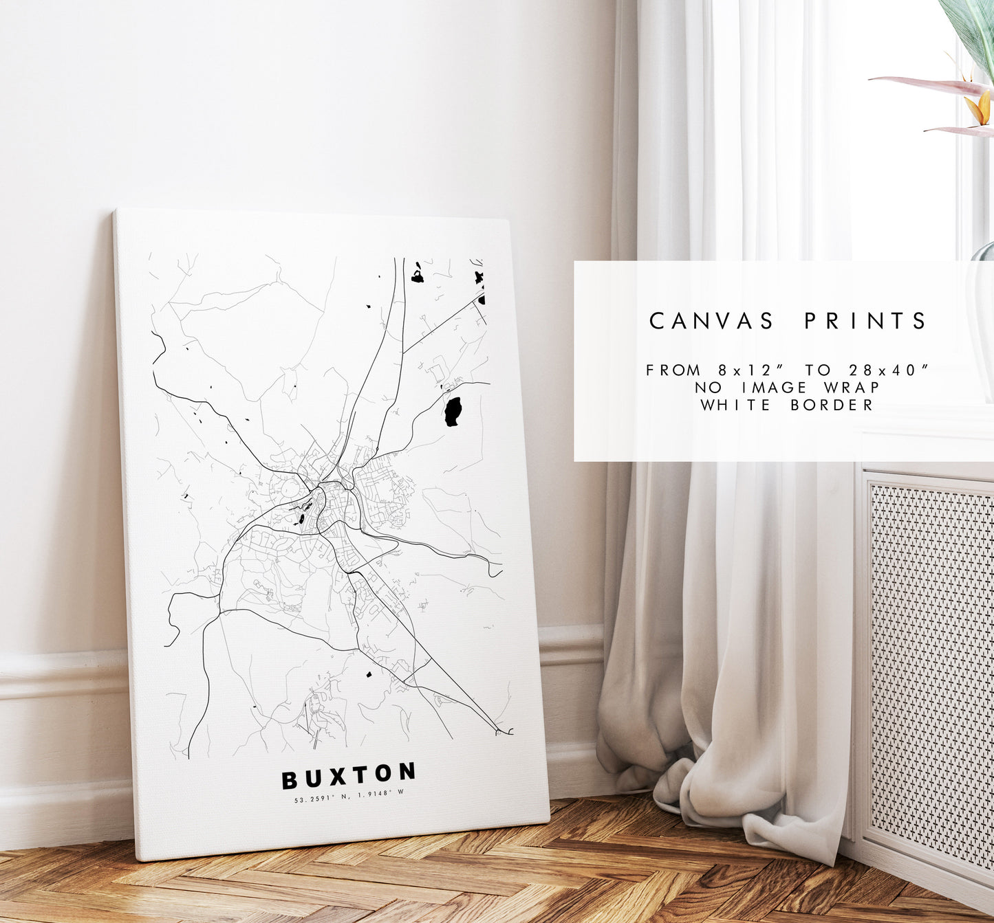 Buxton Map Print - Minimalist City Map Poster - Map Wall Art - UK - Buxton Print - Buxton Poster - Different Colours Available