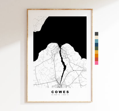 Cowes Map Print - Minimalist City Map Poster - Map Wall Art - UK - Cowes Print - Cowes Poster - Different Colours Available