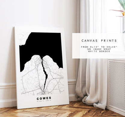 Cowes Map Print - Minimalist City Map Poster - Map Wall Art - UK - Cowes Print - Cowes Poster - Different Colours Available