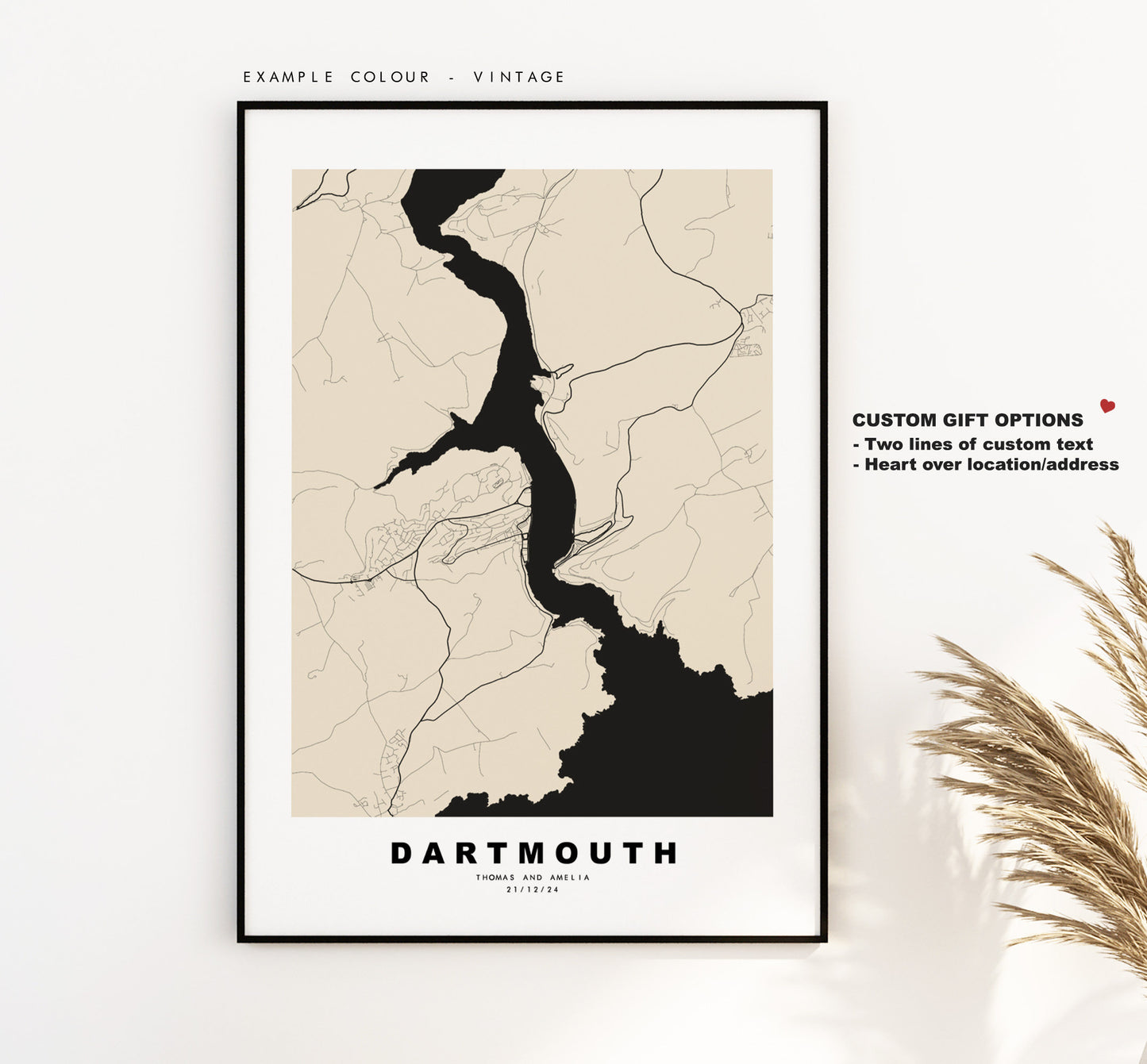 Dartmouth Map Print - Minimalist City Map Poster - Map Wall Art - UK - Dartmouth Print - Dartmouth Poster - Different Colours Available