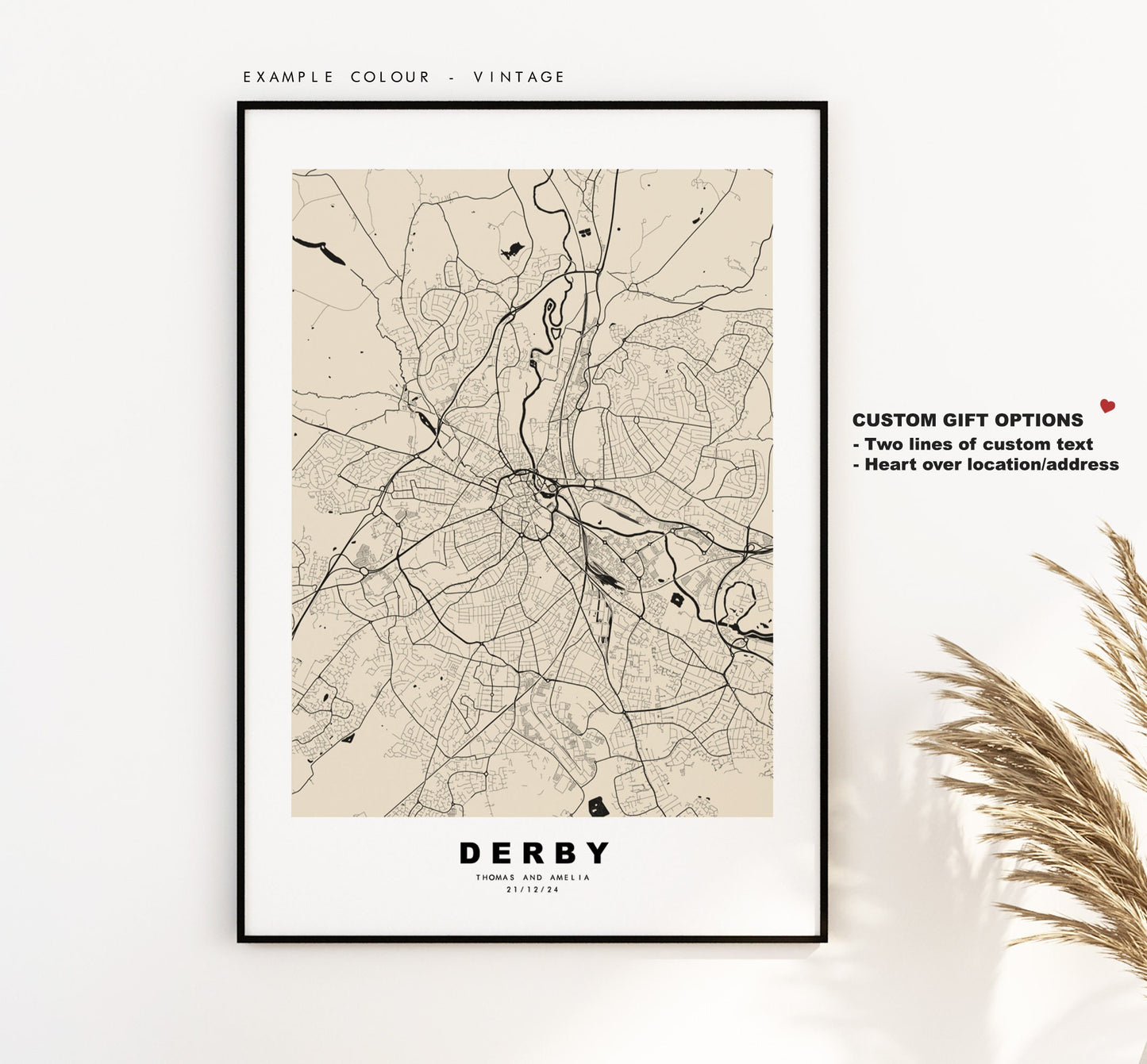 Derby Map Print - Minimalist City Map Poster - Map Wall Art - UK - Derby Print - Derby Poster - Different Colours Available