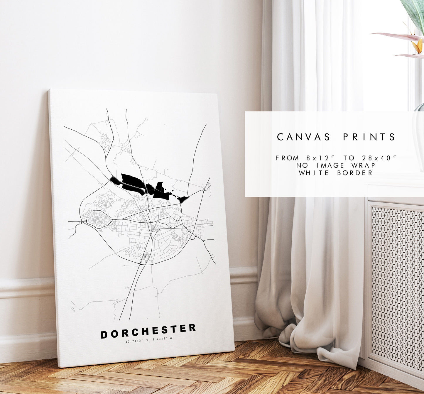 Dorchester Map Print - Minimalist City Map Poster - Map Wall Art - UK - Dorchester Print - Dorchester Poster - Different Colours Available