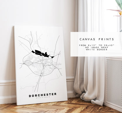 Dorchester Map Print - Minimalist City Map Poster - Map Wall Art - UK - Dorchester Print - Dorchester Poster - Different Colours Available