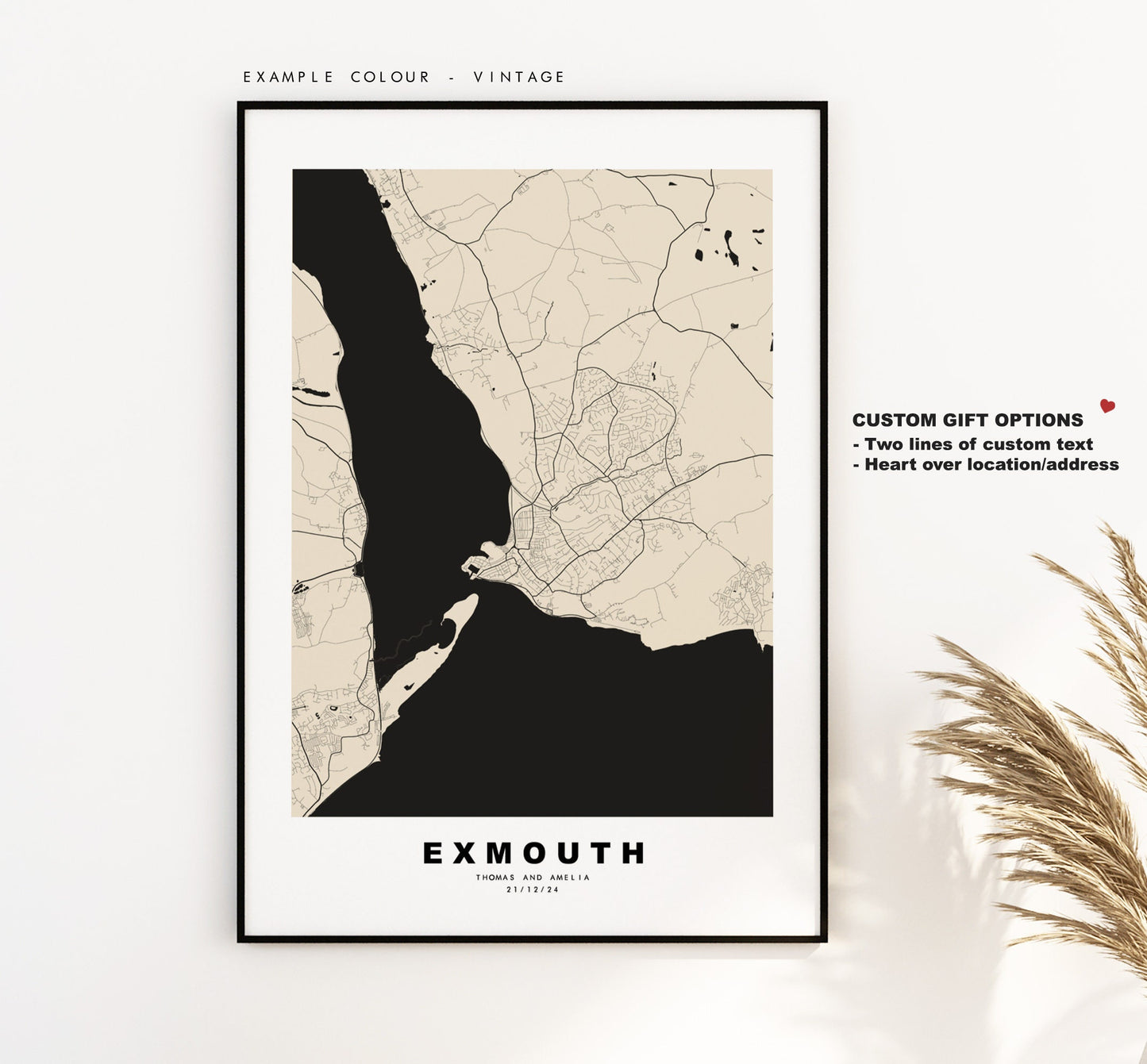 Exmouth Map Print - Minimalist City Map Poster - Map Wall Art - UK - Exmouth Print - Exmouth Poster - Different Colours Available