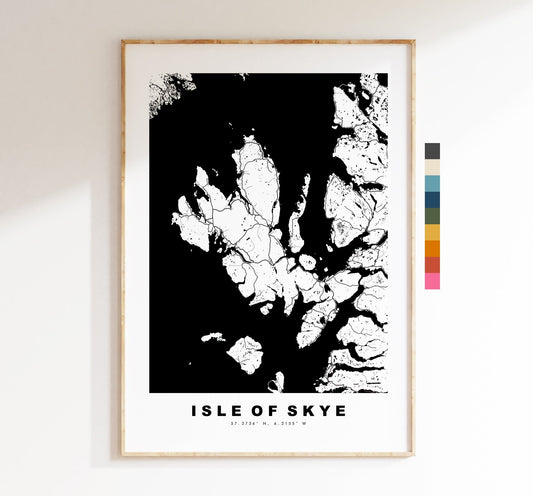 Isle of Skye Map Print - Minimalist City Map Poster - Map Art - UK - Skye Print - Skye Poster - Different Colours Available