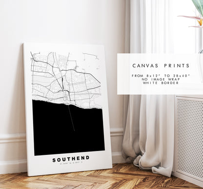 Southend Map Print - Minimalist City Map Poster - Map Art - UK - Southend Print - Southend on Sea Poster - Different Colours Available