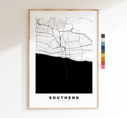 Southend Map Print - Minimalist City Map Poster - Map Art - UK - Southend Print - Southend on Sea Poster - Different Colours Available