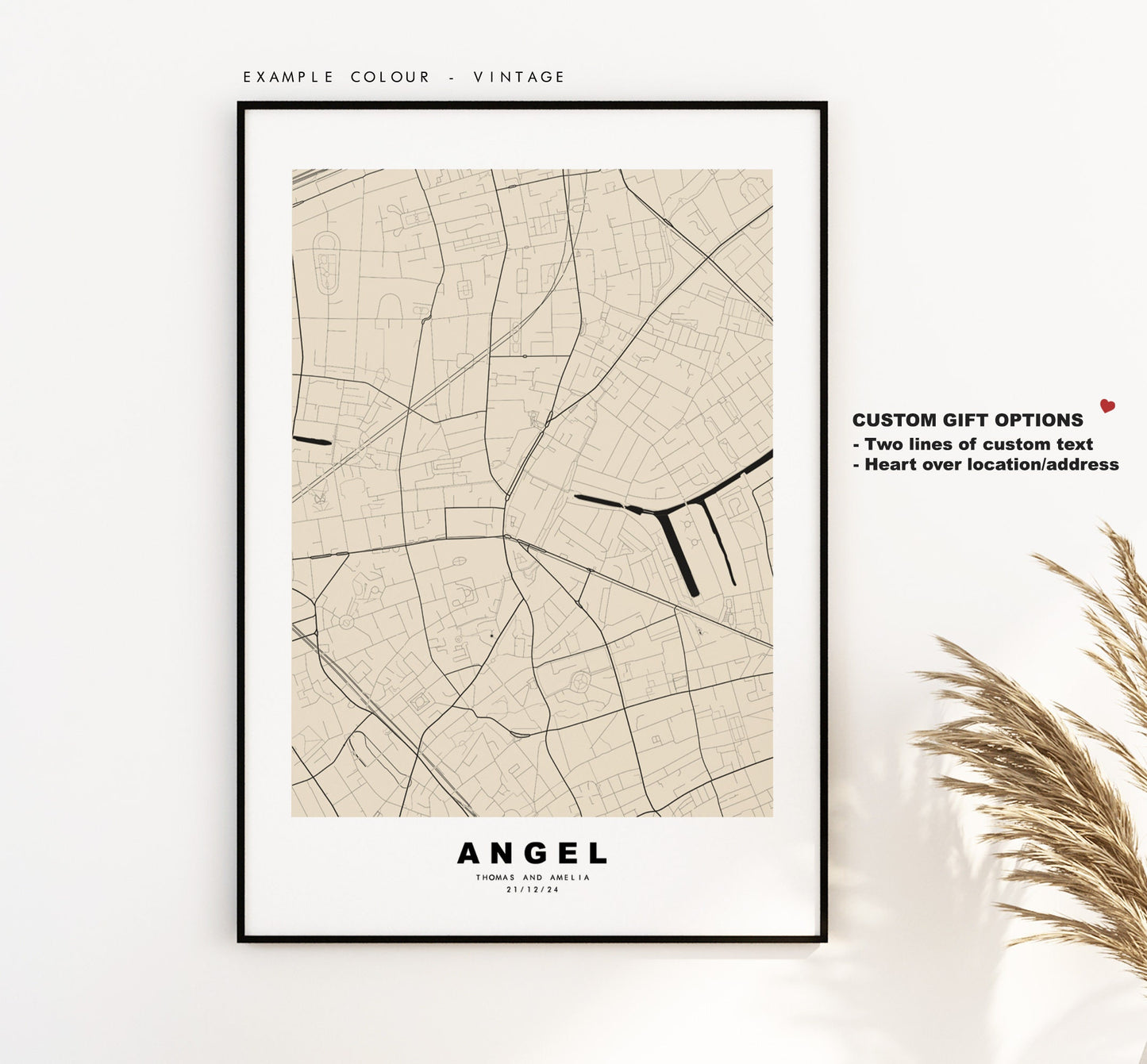 Angel Map Print - Minimalist City Map Poster - Map Art - London, UK - Angel Print - Angel Poster - Different Colours Available