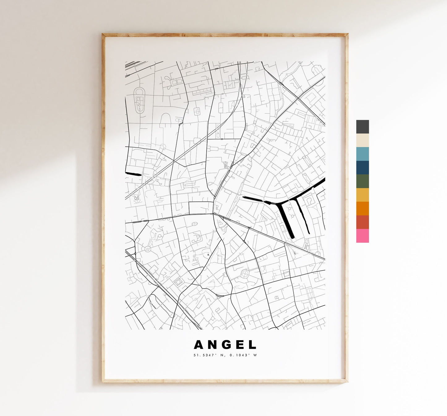 Angel Map Print - Minimalist City Map Poster - Map Art - London, UK - Angel Print - Angel Poster - Different Colours Available