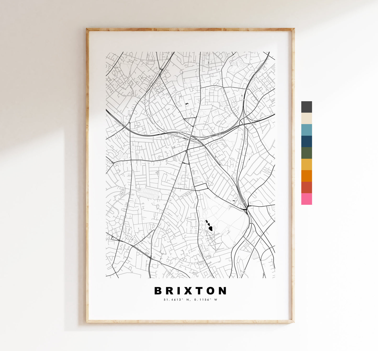 Brixton Map Print - Minimalist City Map Poster - Map Art - London, UK - Brixton Print - Brixton Poster - Different Colours Available