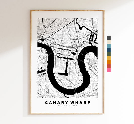 Canary Wharf Map Print - Minimalist City Map Poster - Map Art - London, UK - Canary Wharf Print - Poster - Different Colours Available