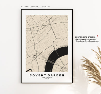 Covent Garden Map Print - Minimalist City Map Poster - Map Art - London, UK - Covent Garden Print - Poster - Different Colours Available