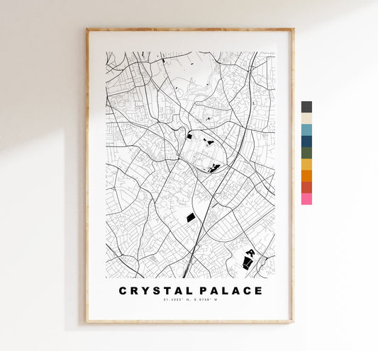 Crystal Palace Map Print - Minimalist City Map Poster - Map Art - London, UK - Crystal Palace Print - Poster - Different Colours Available