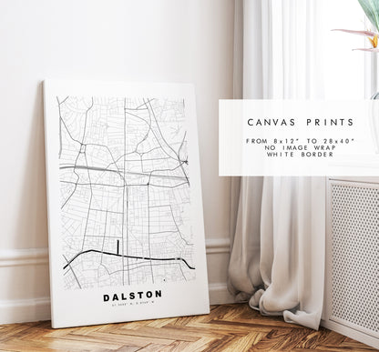 Dalston Map Print - Minimalist City Map Poster - Map Art - London, UK - Dalston Print - Dalston Poster - Different Colours Available