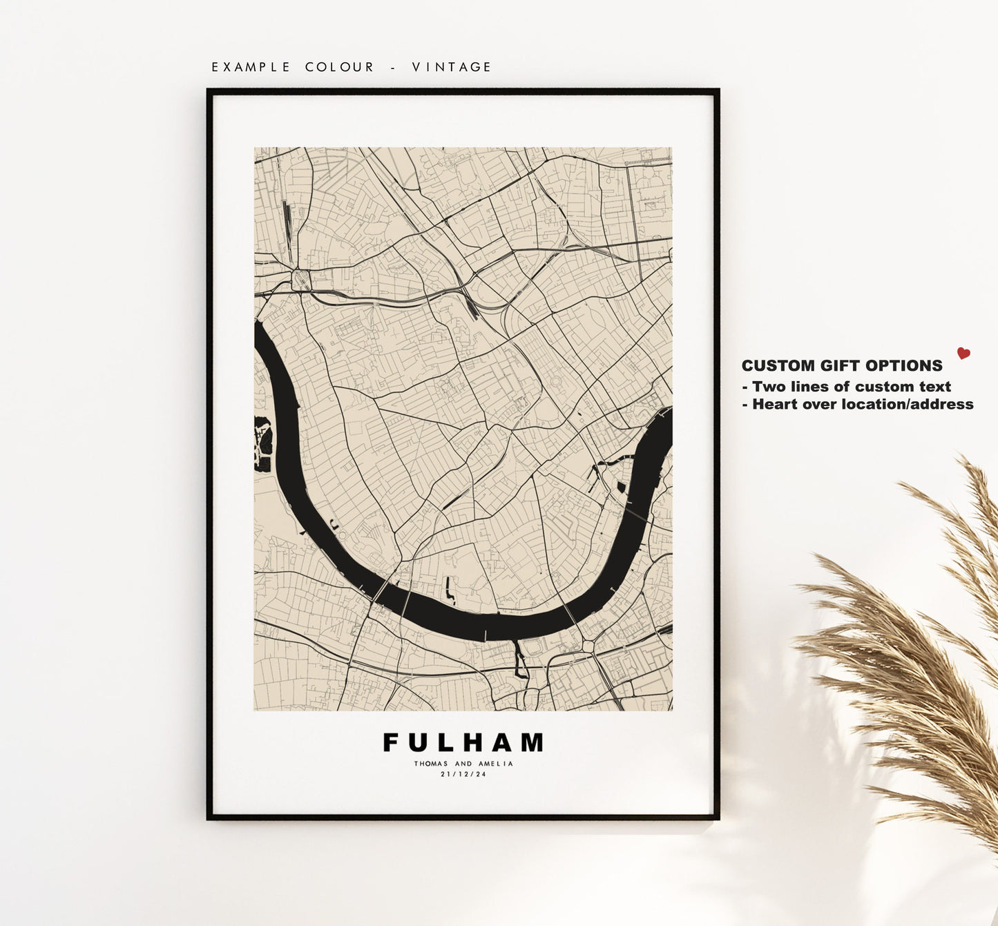 Fulham Map Print - Minimalist City Map Poster - Map Art - London, UK - Fulham Print - Fulham Poster - Different Colours Available