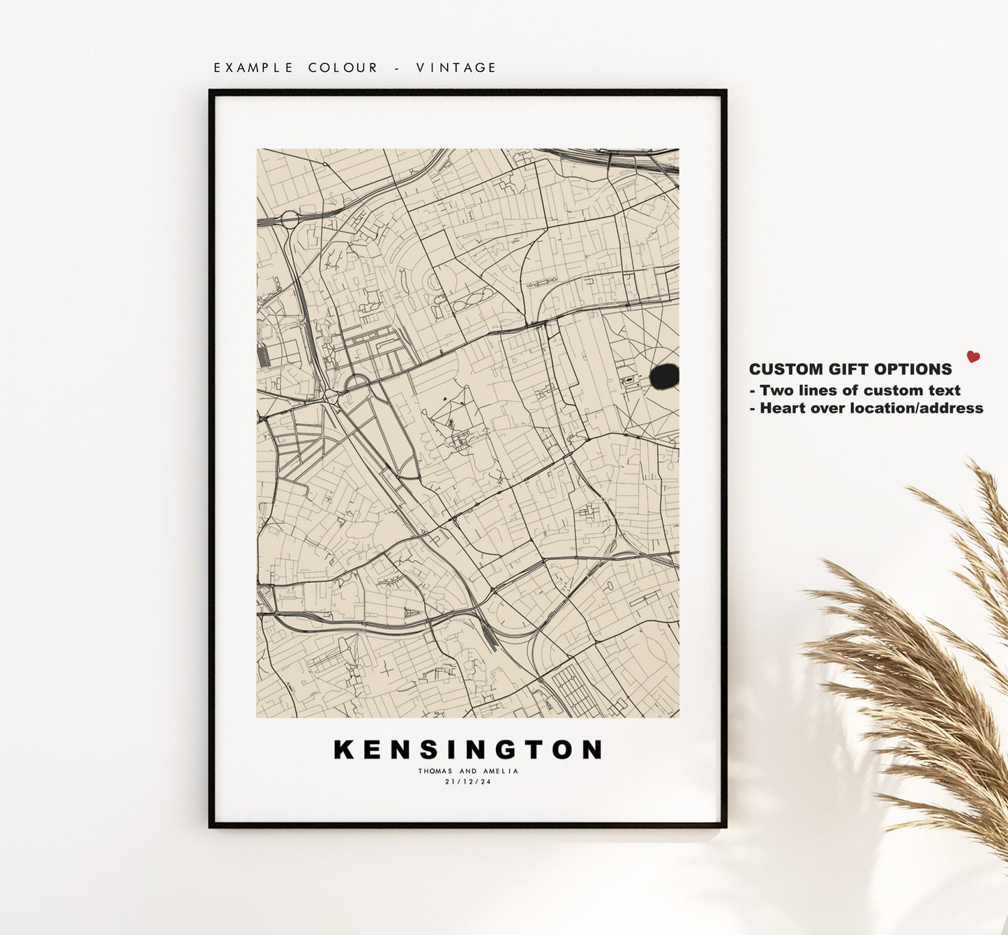 Kensington Map Print - Minimalist City Map Poster - Map Art - London, UK - Kensington Print - Poster - Different Colours Available