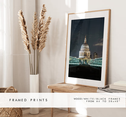 Saint Pauls Cathedral - London Photography Print - Fine Art Photography - London Print - Poster - Wall Art - Portrait - Colour - Night