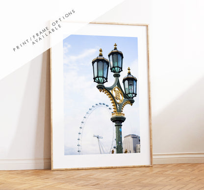 London Eye - London Photography Print - Fine Art Photography - London Print - Poster - Wall Art - UK - Minimalist - Modern - Streetlamp