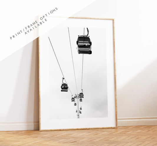 London Cable Car - London Photography Print - Fine Art Photography - London Print - Poster - Wall Art - Black and White - Cable Car