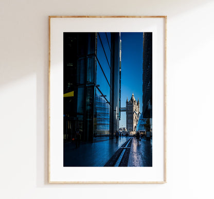 Modern London Print - London Photography Print - Fine Art Photography - London Print - Poster - Wall Art - Tower Bridge - Shard - Blue