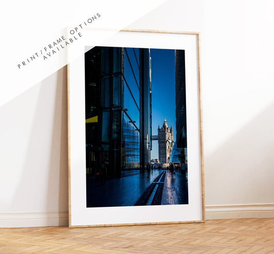 Modern London Print - London Photography Print - Fine Art Photography - London Print - Poster - Wall Art - Tower Bridge - Shard - Blue