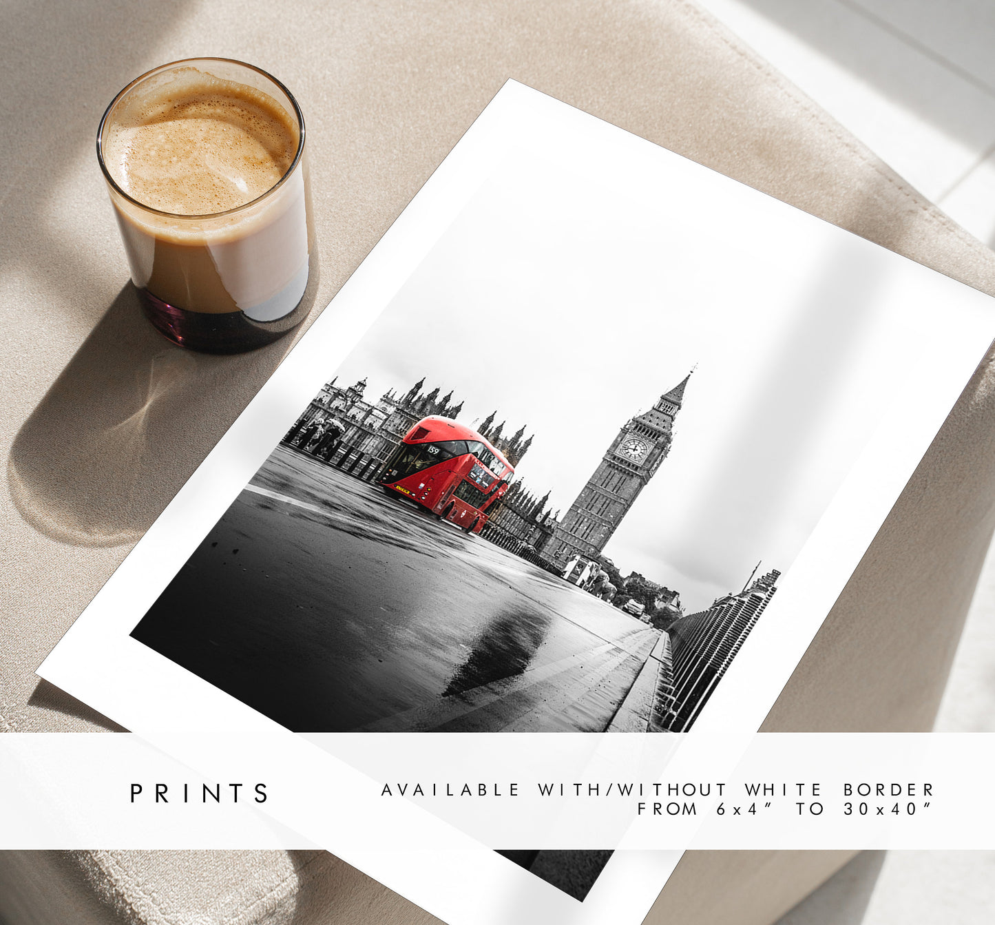 London Print - London Photography Print - Fine Art Photography - London Print - Poster - Wall Art - Westminster Bridge - London Bus - Red