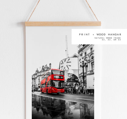 Piccadilly Circus London Photography Print - Fine Art Photography - London Print - Poster - Wall Art - Black and White - London Bus - Mono