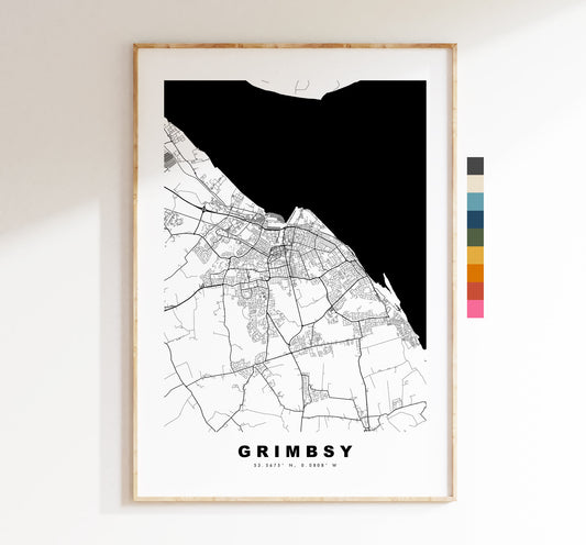 Grimsby Map Print - Minimalist City Map Poster - Map Wall Art - UK - Grimsby Print - Grimsby Poster - Different Colours Available