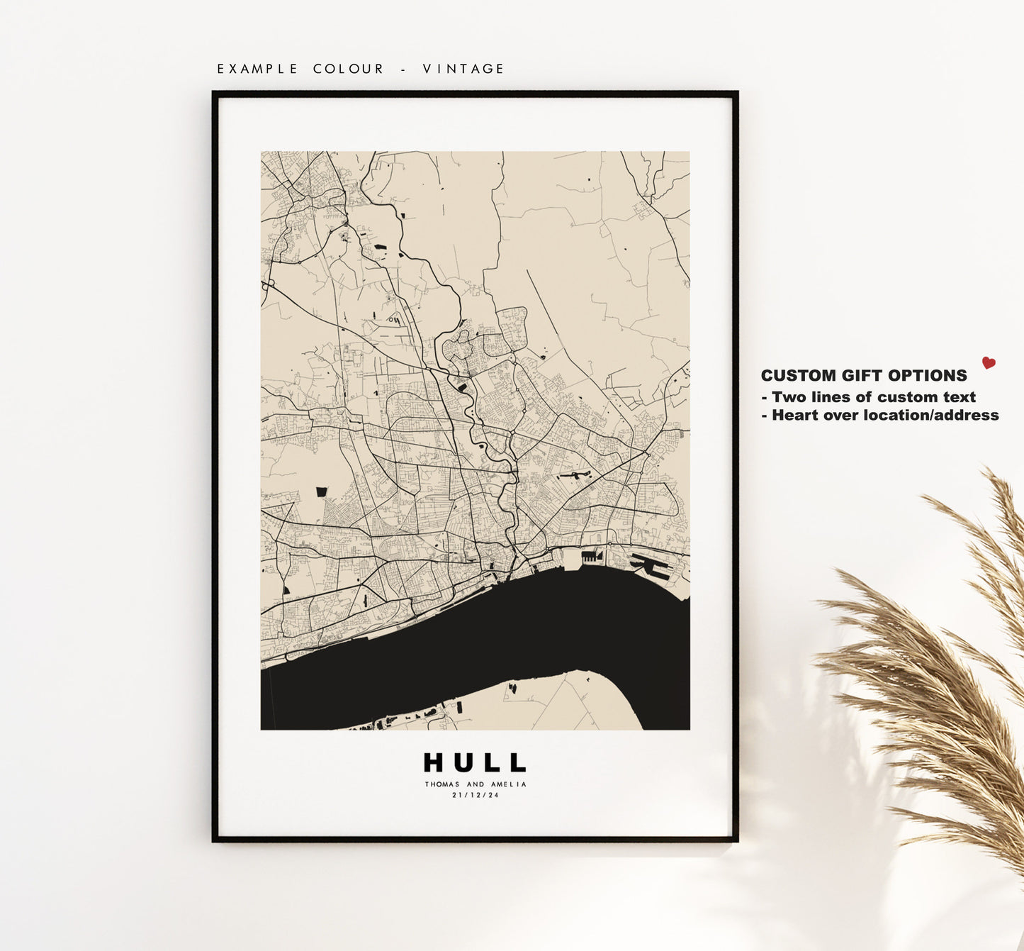 Hull Map Print - Minimalist City Map Poster - Map Wall Art - UK - Hull Print - Hull Poster - Different Colours Available