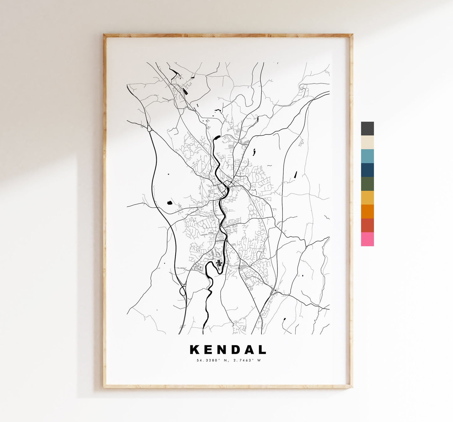 Kendal Map Print - Minimalist City Map Poster - Map Wall Art - UK - Kendal Print - Kendal Poster - Different Colours Available