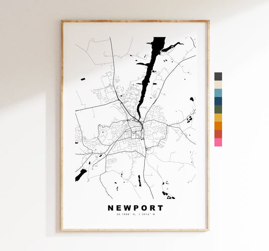 Newport Isle of Wight Map Print - Minimalist City Map Poster - Map Art - UK - Newport Print - Newport Poster - Different Colours Available