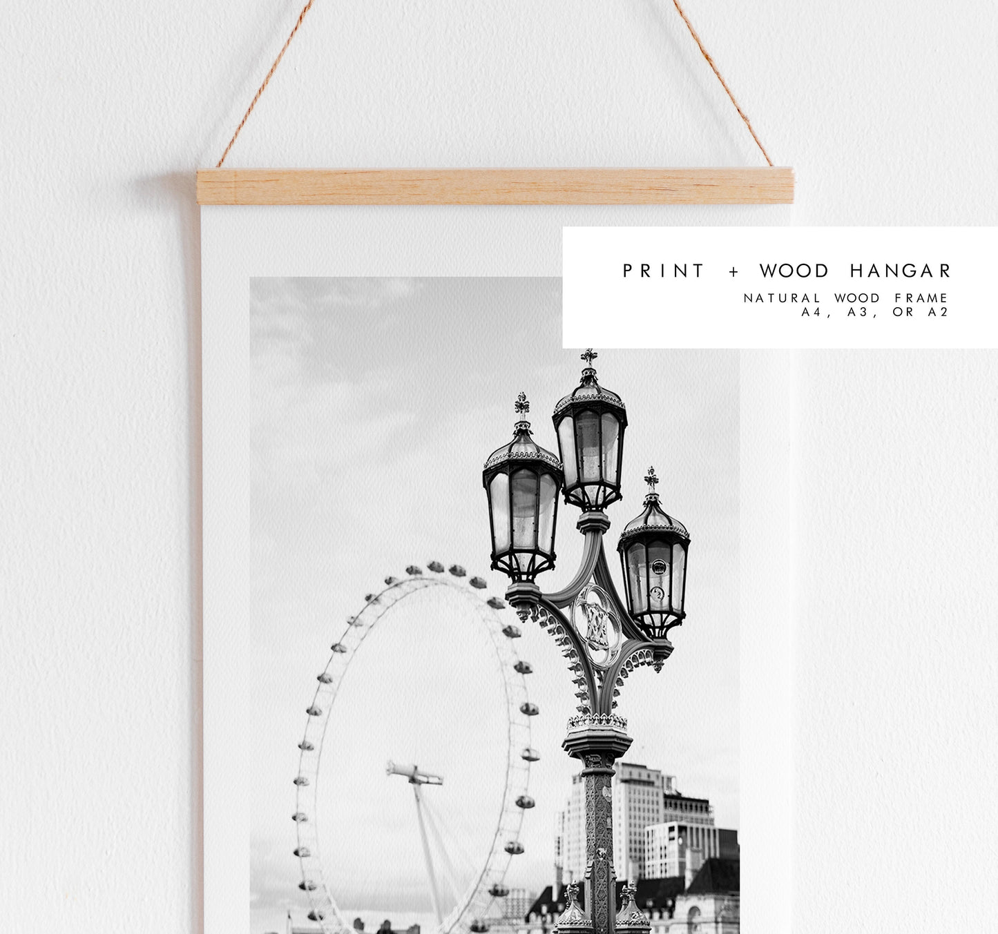 London Eye - London Photography Print - Fine Art Photography - London Print - Poster - Wall Art - UK - Minimalist - Modern - Streetlamp