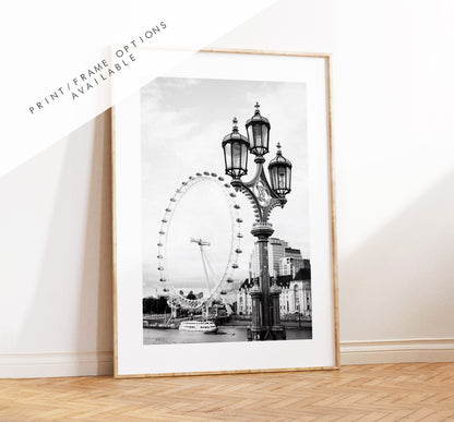 London Eye - London Photography Print - Fine Art Photography - London Print - Poster - Wall Art - UK - Minimalist - Modern - Streetlamp