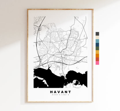 Havant Map Print - Minimalist City Map Poster - Map Art - UK - Havant Print - Havant Poster - Different Colours Available