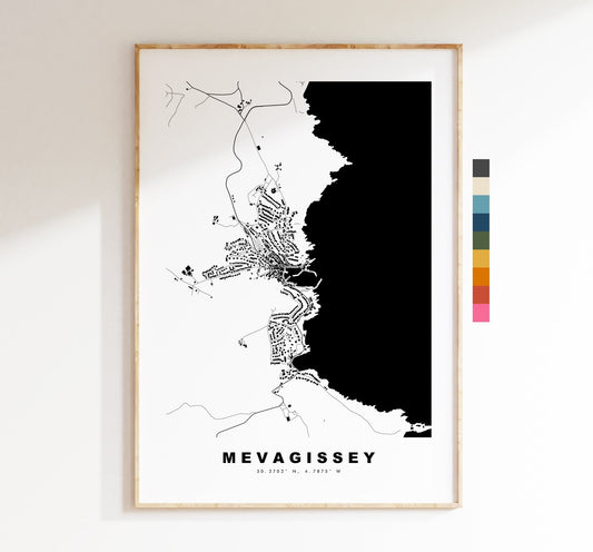 Mevagissey Map Print - Minimalist City Map Poster - Map Art - UK - Mevagissey Print - Mevagissey Poster - Different Colours Available