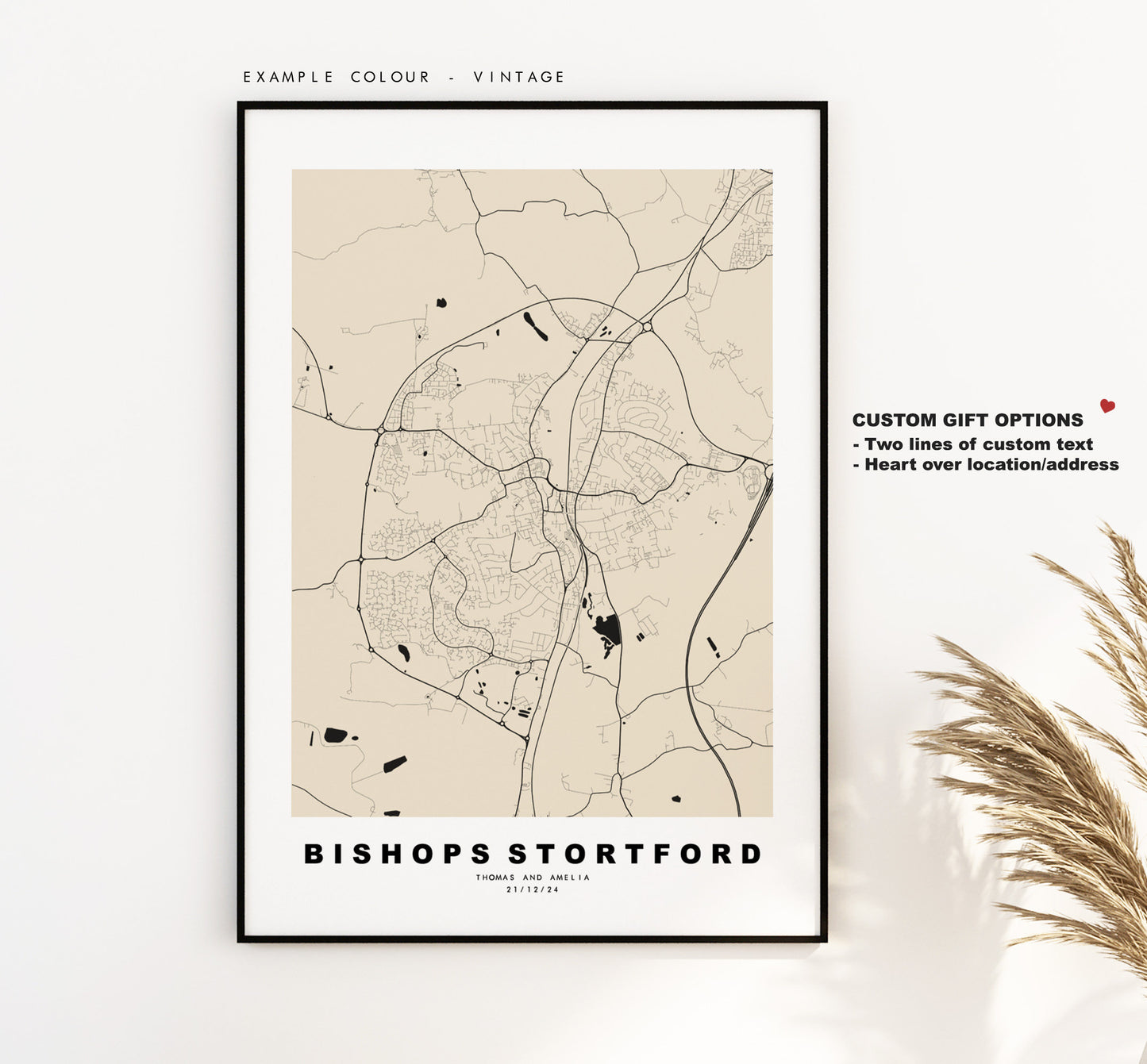 Bishops Stortford Map Print - Minimalist City Map Poster - Map Art - UK - Bishops Stortford Print - Poster - Different Colours Available