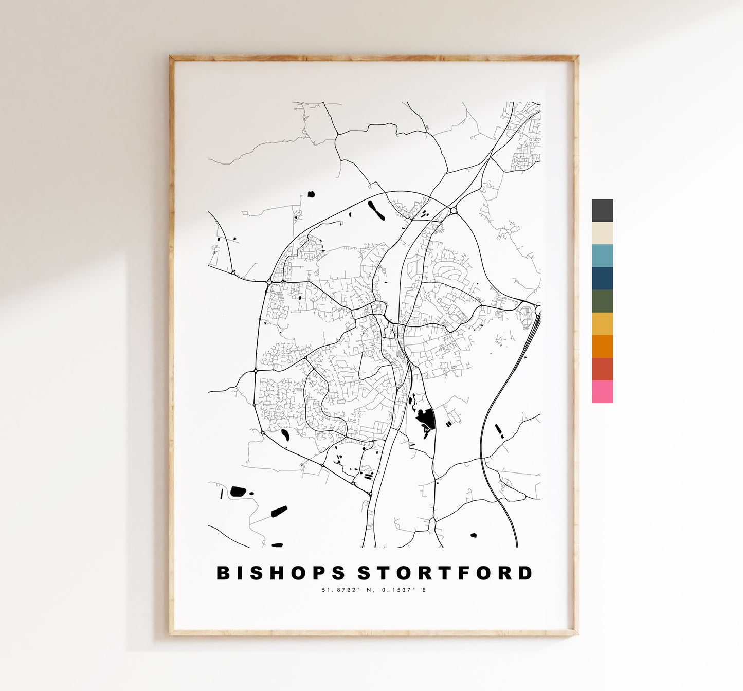 Bishops Stortford Map Print - Minimalist City Map Poster - Map Art - UK - Bishops Stortford Print - Poster - Different Colours Available