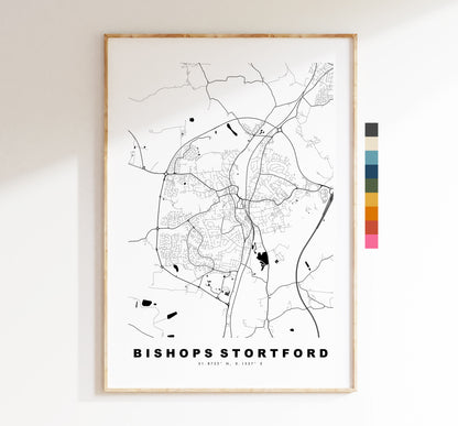 Bishops Stortford Map Print - Minimalist City Map Poster - Map Art - UK - Bishops Stortford Print - Poster - Different Colours Available