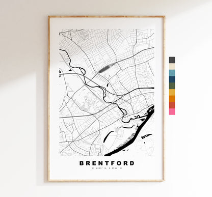 Brentford Map Print - Minimalist City Map Poster - Map Art - London, UK - Brentford Print - Brentford Poster - Different Colours Available