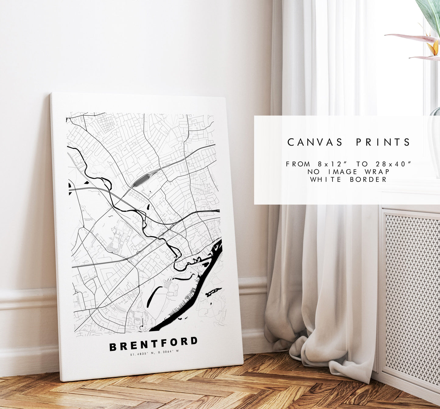 Brentford Map Print - Minimalist City Map Poster - Map Art - London, UK - Brentford Print - Brentford Poster - Different Colours Available