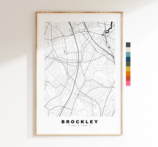 Brockley Map Print - Minimalist City Map Poster - Map Art - London, UK - Brockley Print - Brockley Poster - Different Colours Available