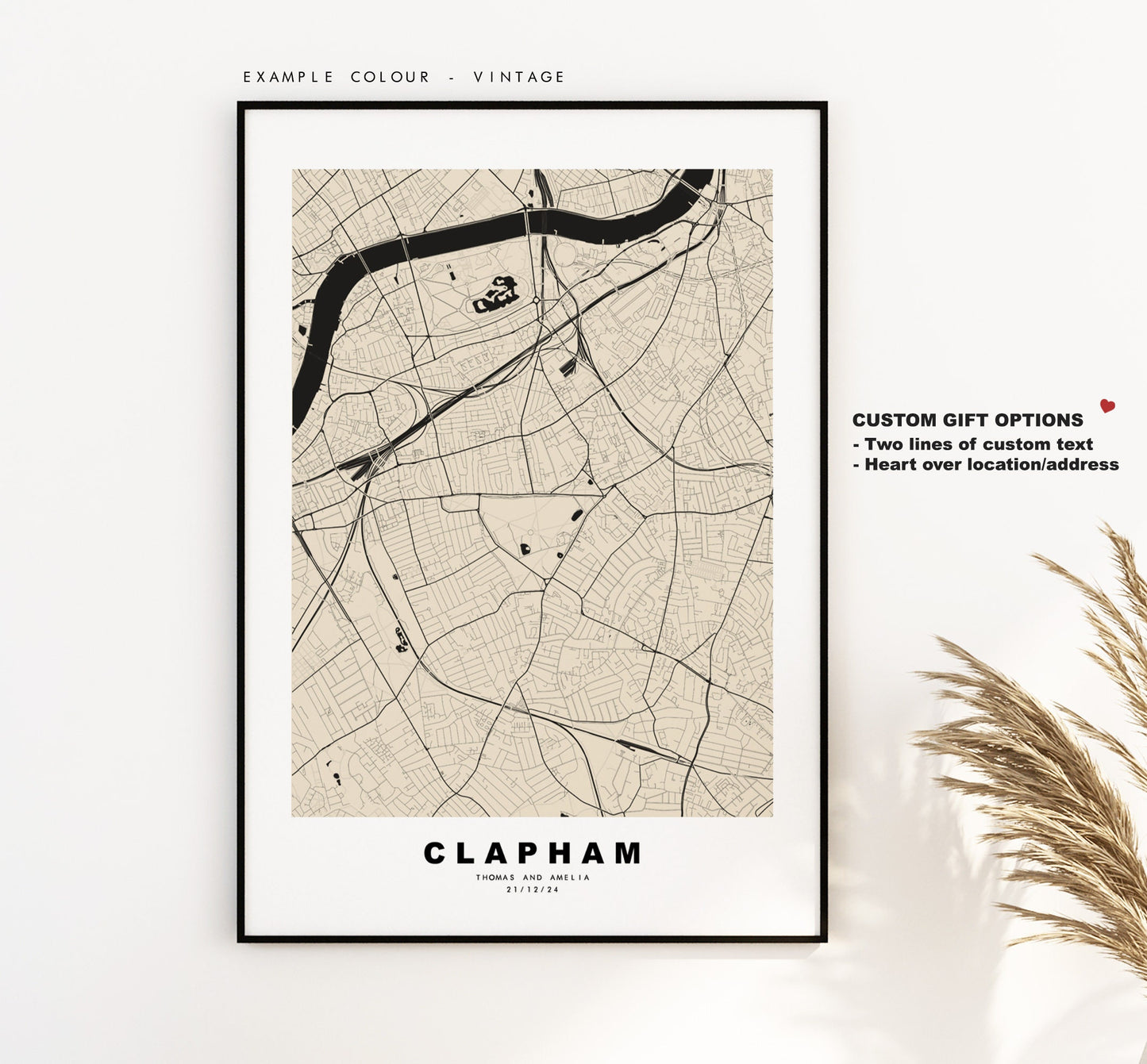 Clapham Map Print - Minimalist City Map Poster - Map Art - London, UK - Clapham Print - Clapham Poster - Different Colours Available