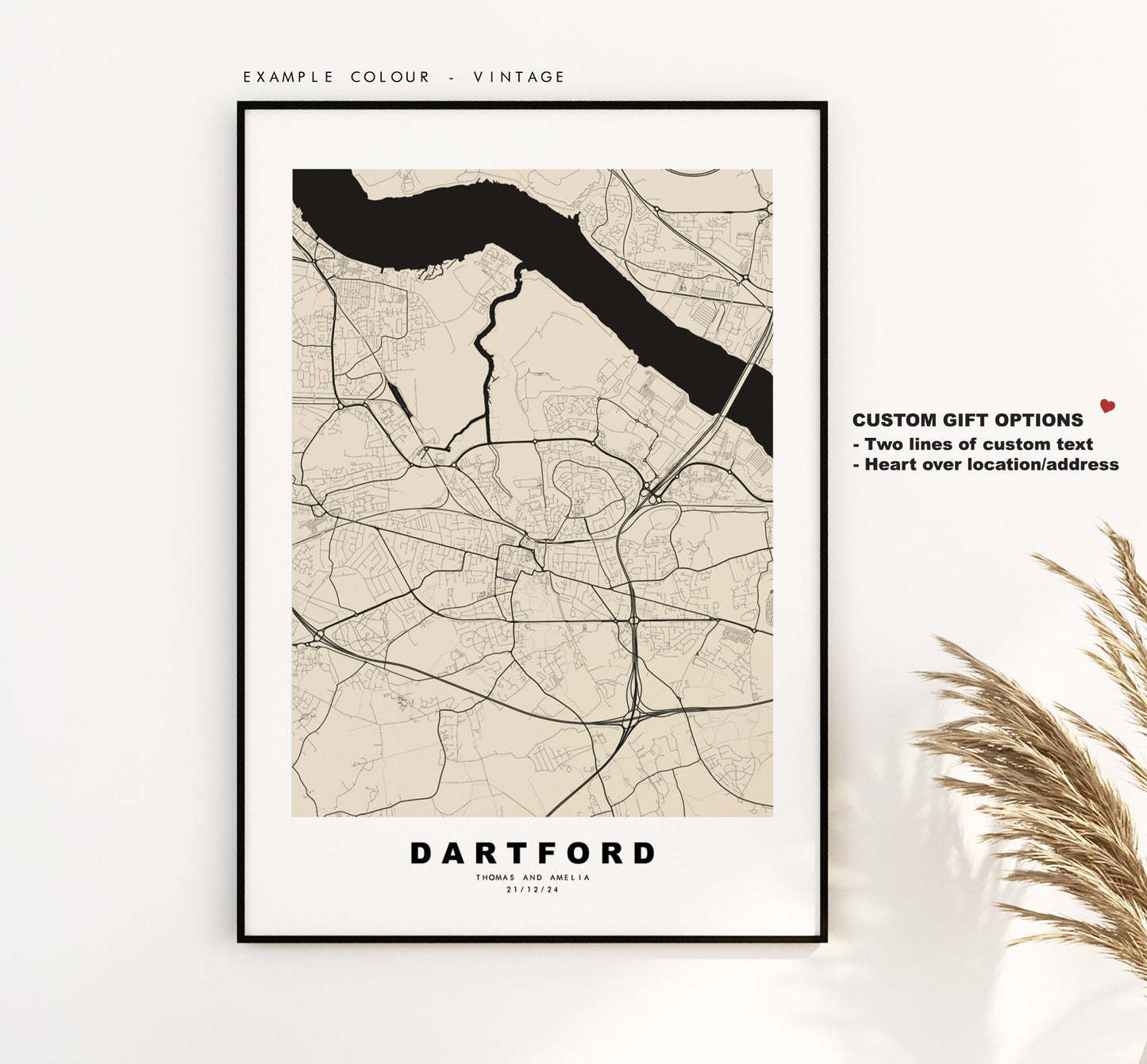 Dartford Map Print - Minimalist City Map Poster - Map Art - London, UK - Dartford Print - Dartford Poster - Different Colours Available